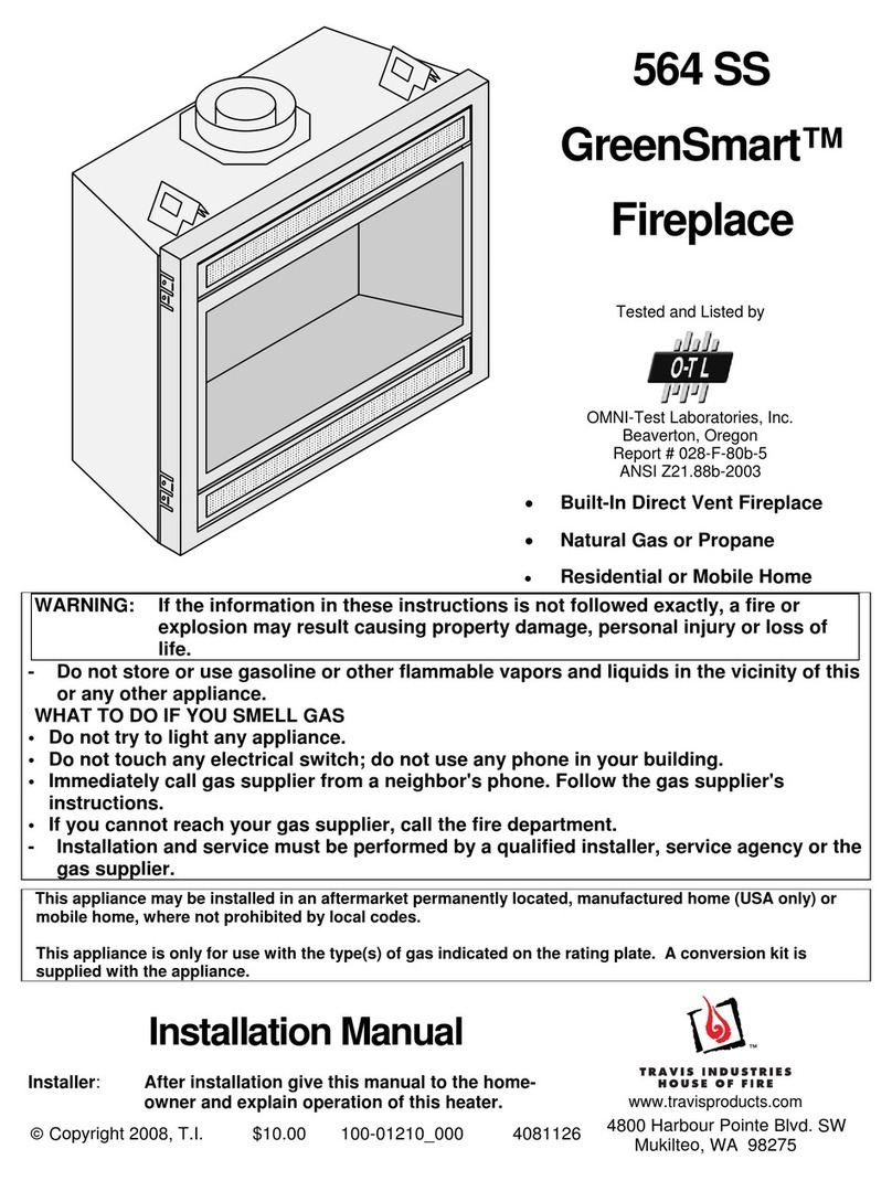 Travis Industries GreenSmart Fireplace 564 SS User manual