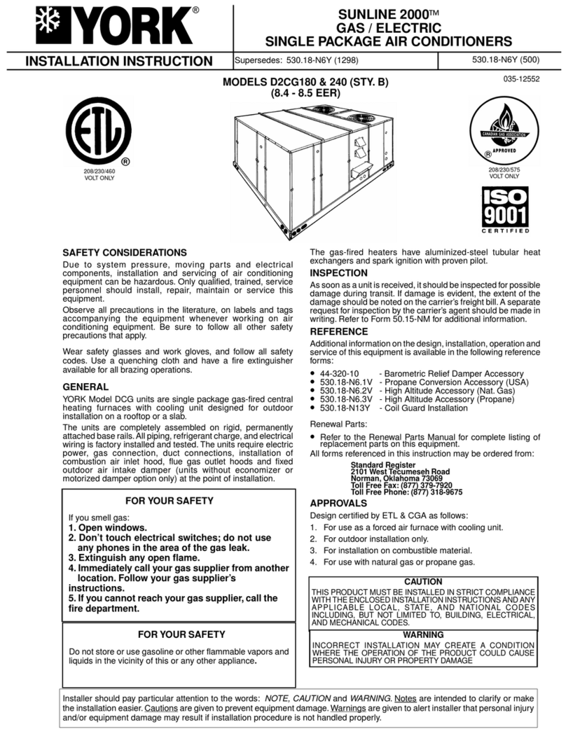 York D2CG180 & 240 (STY. B) installation instructions