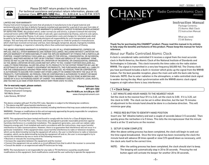 Chaney Instrument 50308A1 instruction manual