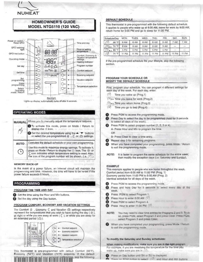 Nu-Heat NTG5110 Homeowner's guide