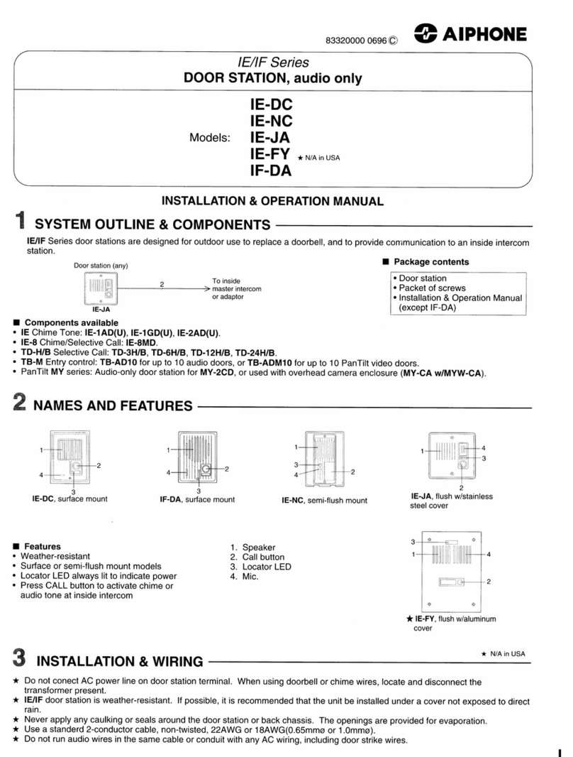 Aiphone IE-DC Installation and operation manual