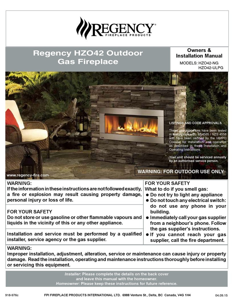 Regency Fireplace Products Horizon HZO42-NG Owners & installation manual Regency Fireplace Products Horizon HZO42-NG Owners & installation manual
