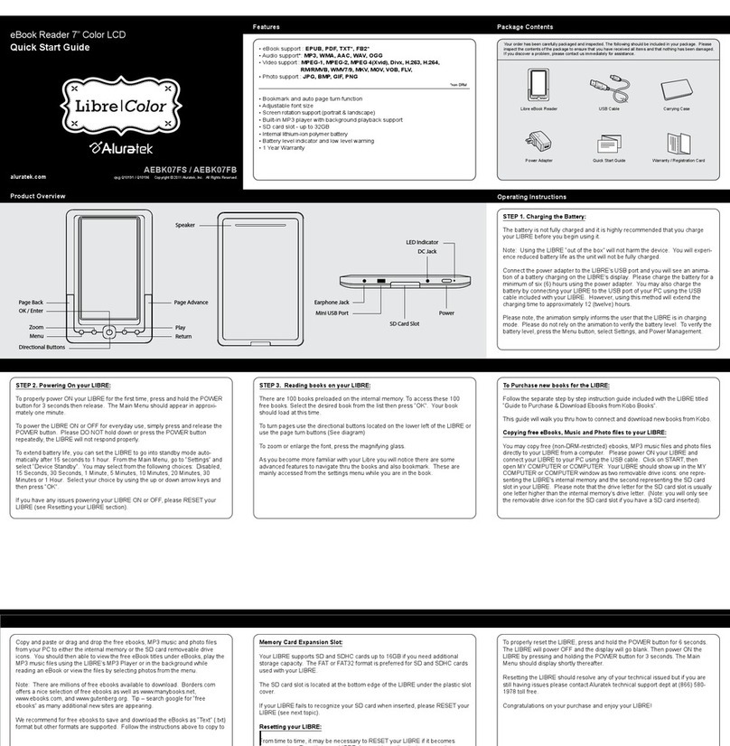 Aluratek Libre color AEBK07FS User manual