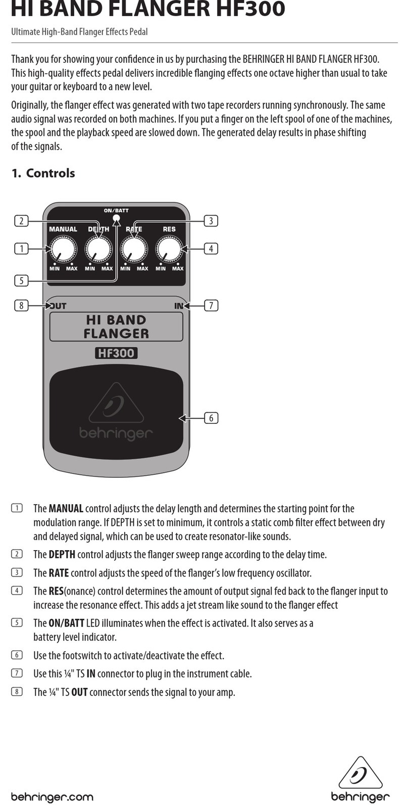 Behringer HI BAND FLANGER HF300 User manual