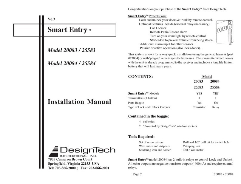 DesignTech Smart Entry 20083 / 25583 installation manual