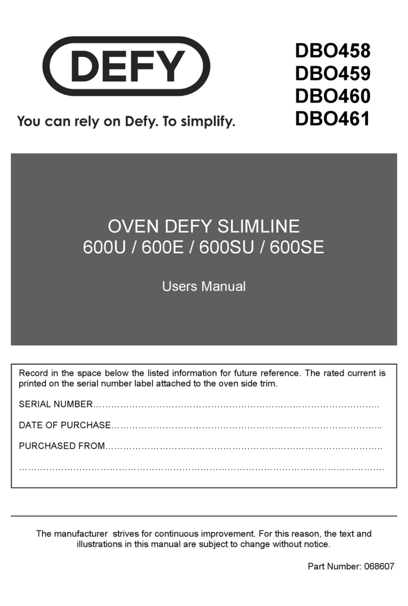 Defy Slimline 600U DBO458 User manual