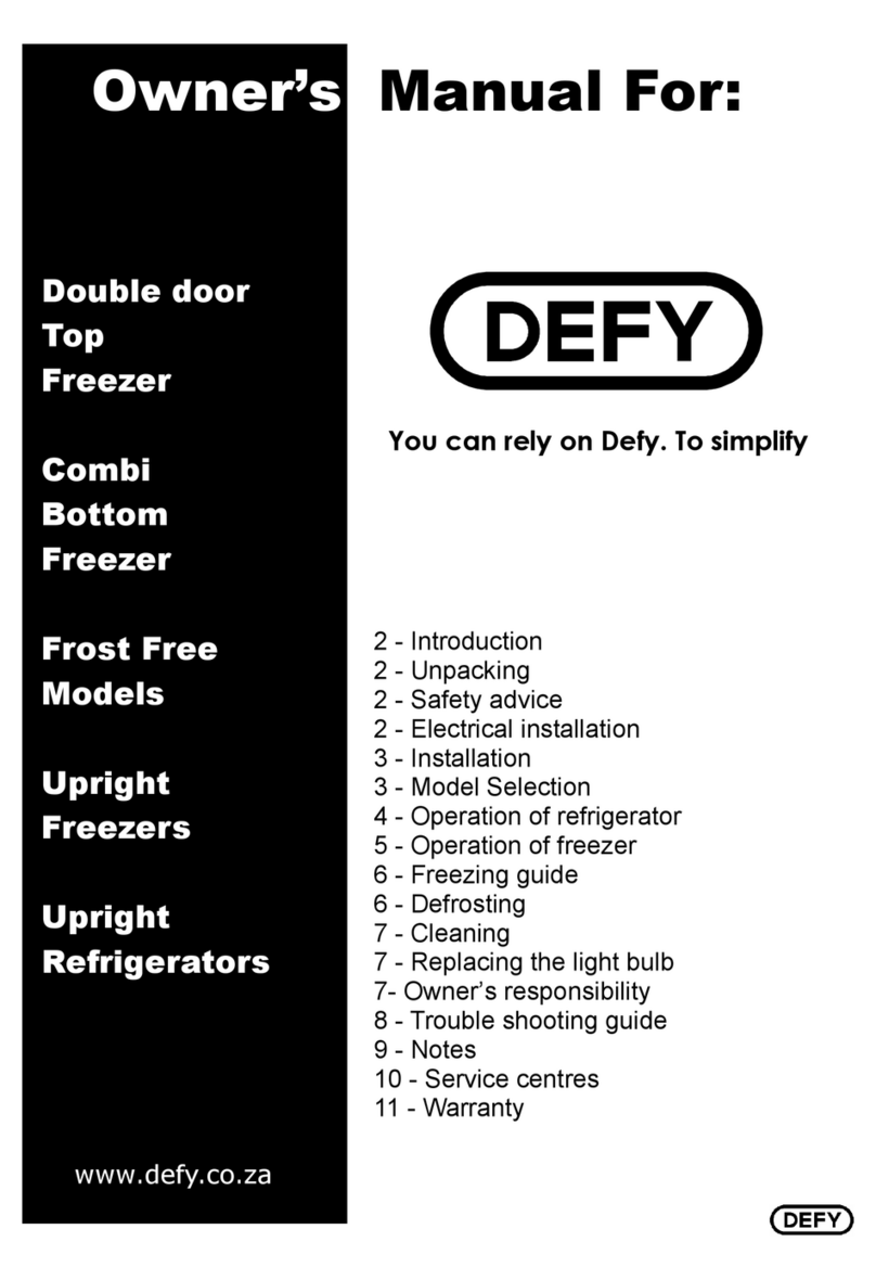 Defy upright refrigerator User manual