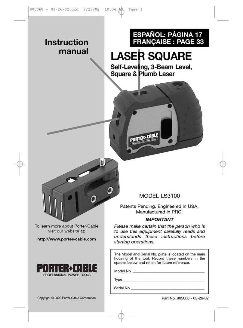 Porter-Cable Laser Square LS3100 instruction manual