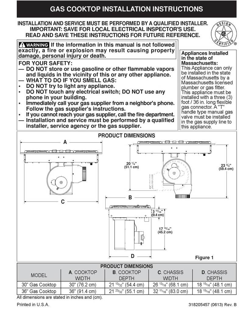 Frigidaire GAS COOKTOP installation instructions