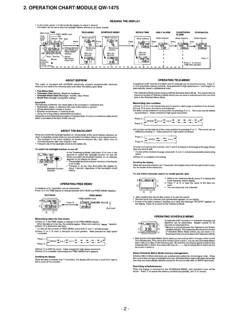 Casio QW-1475 User manual