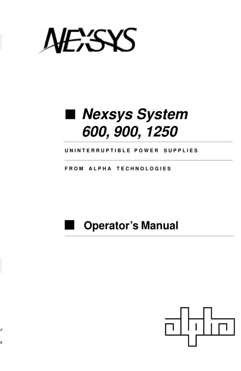 Alpha Technologies NEXSYS 600 Operator's manual
