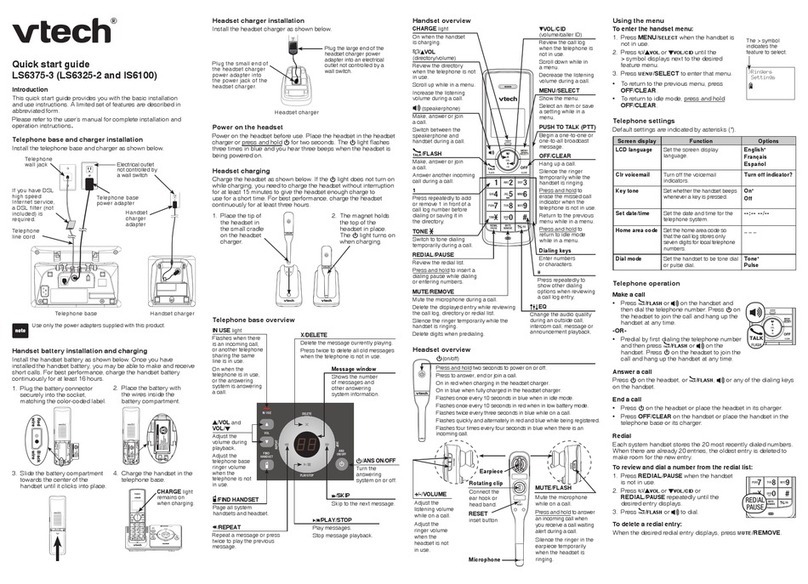 V-tech LS6375-3 quick start guide