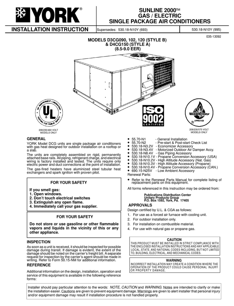 York D3CG090 installation instructions