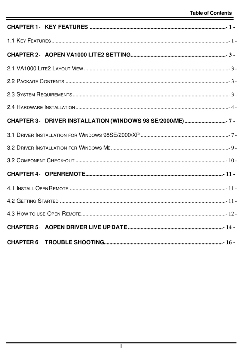 AOpen VA1000 Lite2 User guide and technical manual