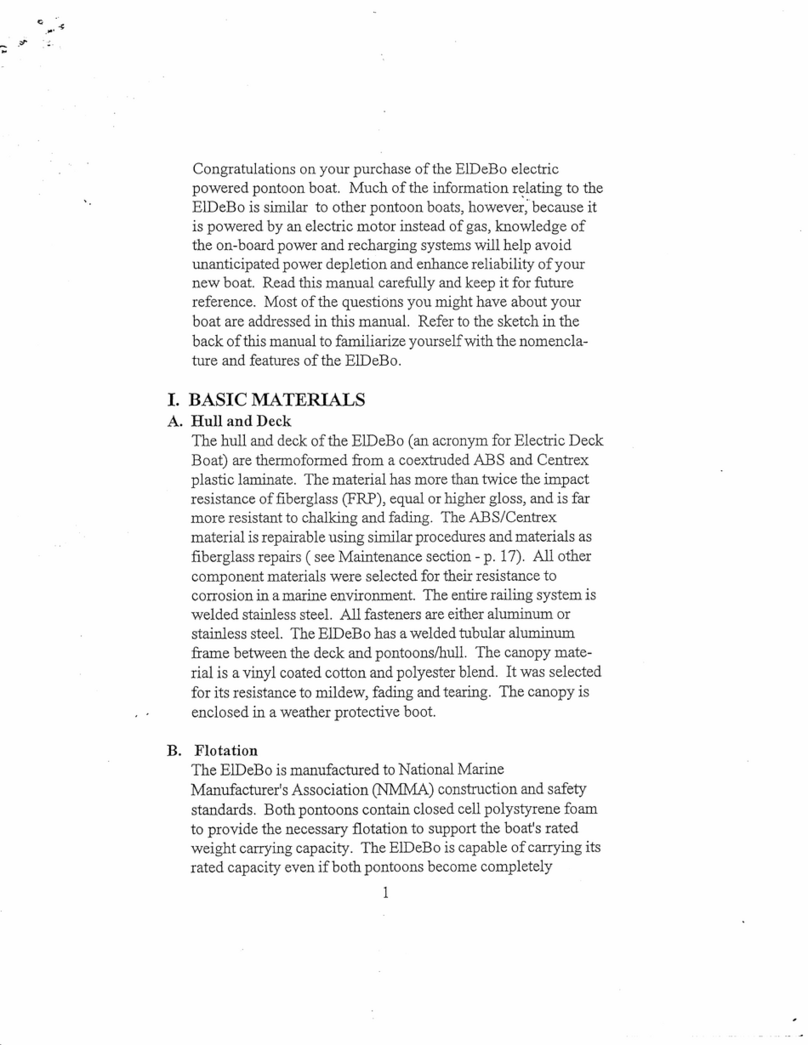 ElDeBo 1997 Electrec Powered Pontoon Boat owner's manual
