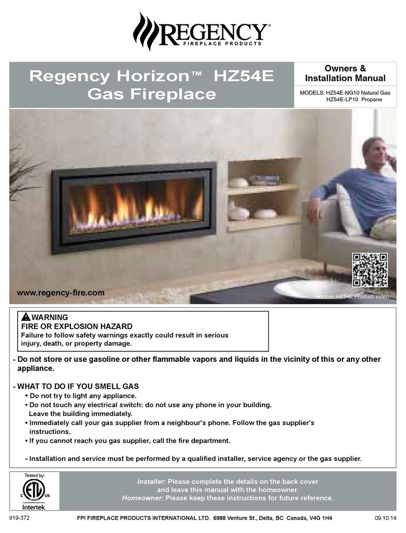 Regency HZ54E-NG10 Owners & installation manual