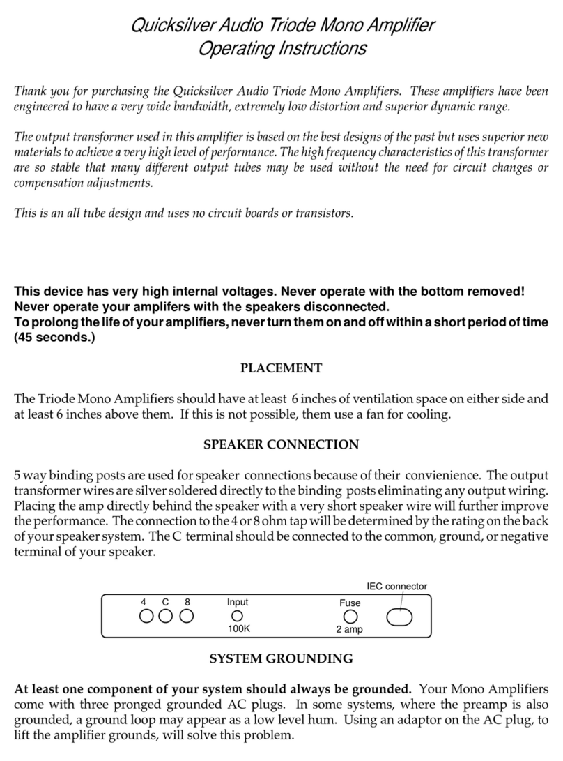 Quicksilver Triode Mono Amplifier User manual
