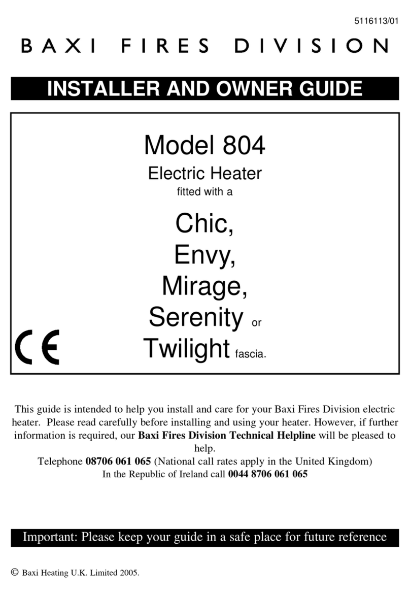Baxi Fires Division MIRAGE 804 Installer and owner guide
