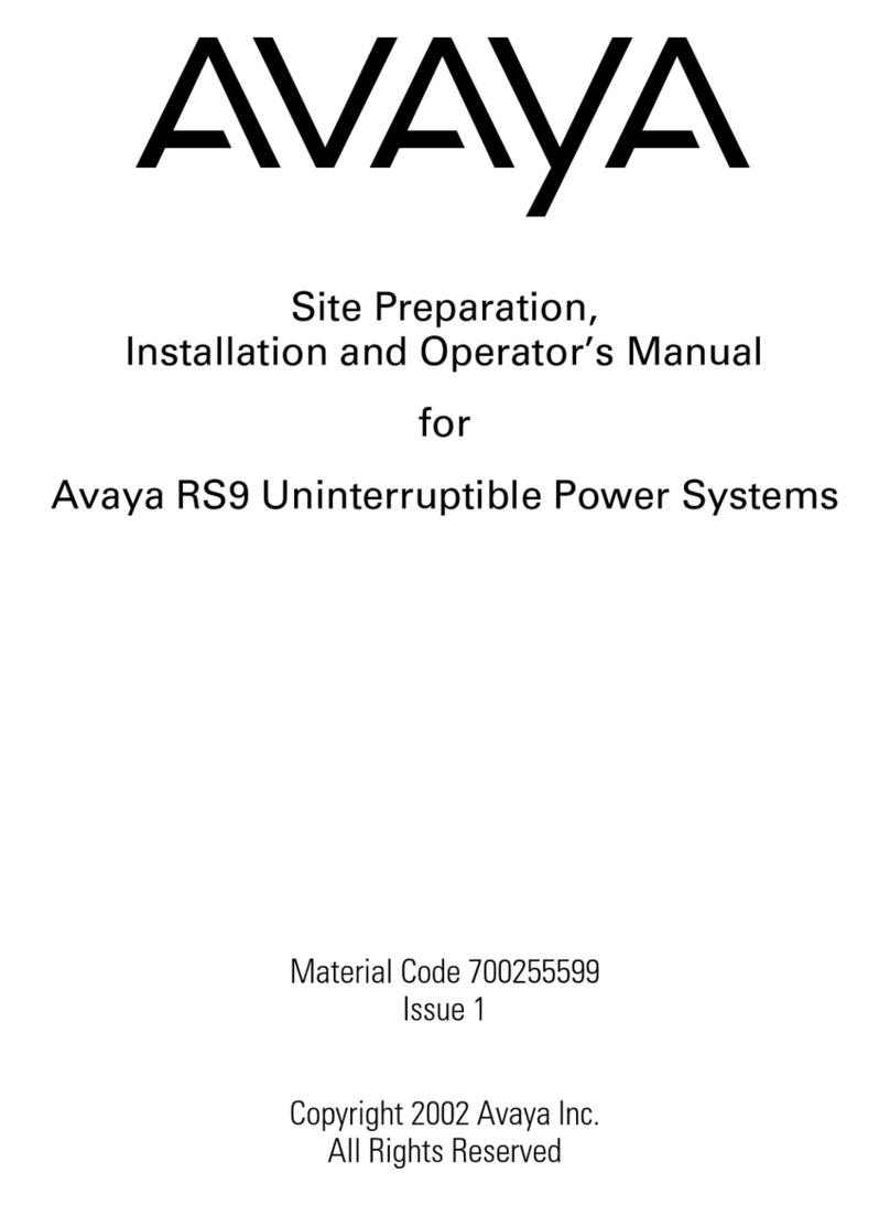 Avaya RS9 Site operation, installation and operator's manual Avaya RS9 Site operation, installation and operator's manual