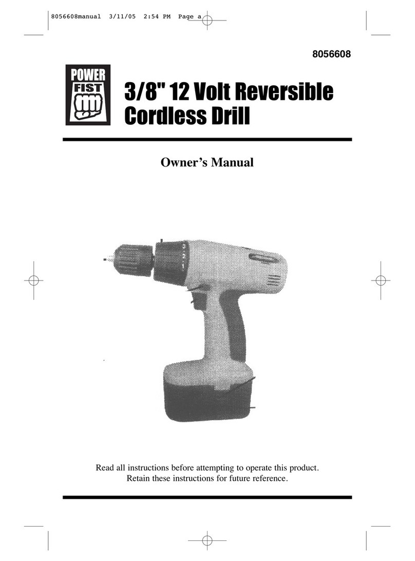 Power first 3/8" 12 Volt Reversible Cordless Drill User manual