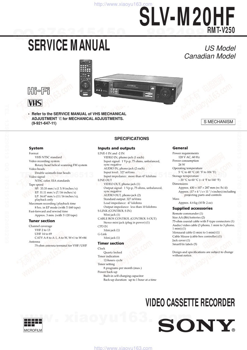 Sony SLV-M20HF - Video Cassette Recorder User manual