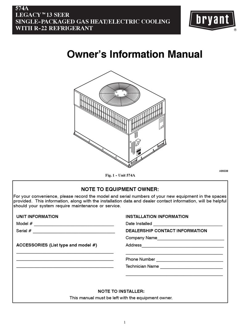 Bryant 574A LEGACY 13 SEER Instruction Manual
