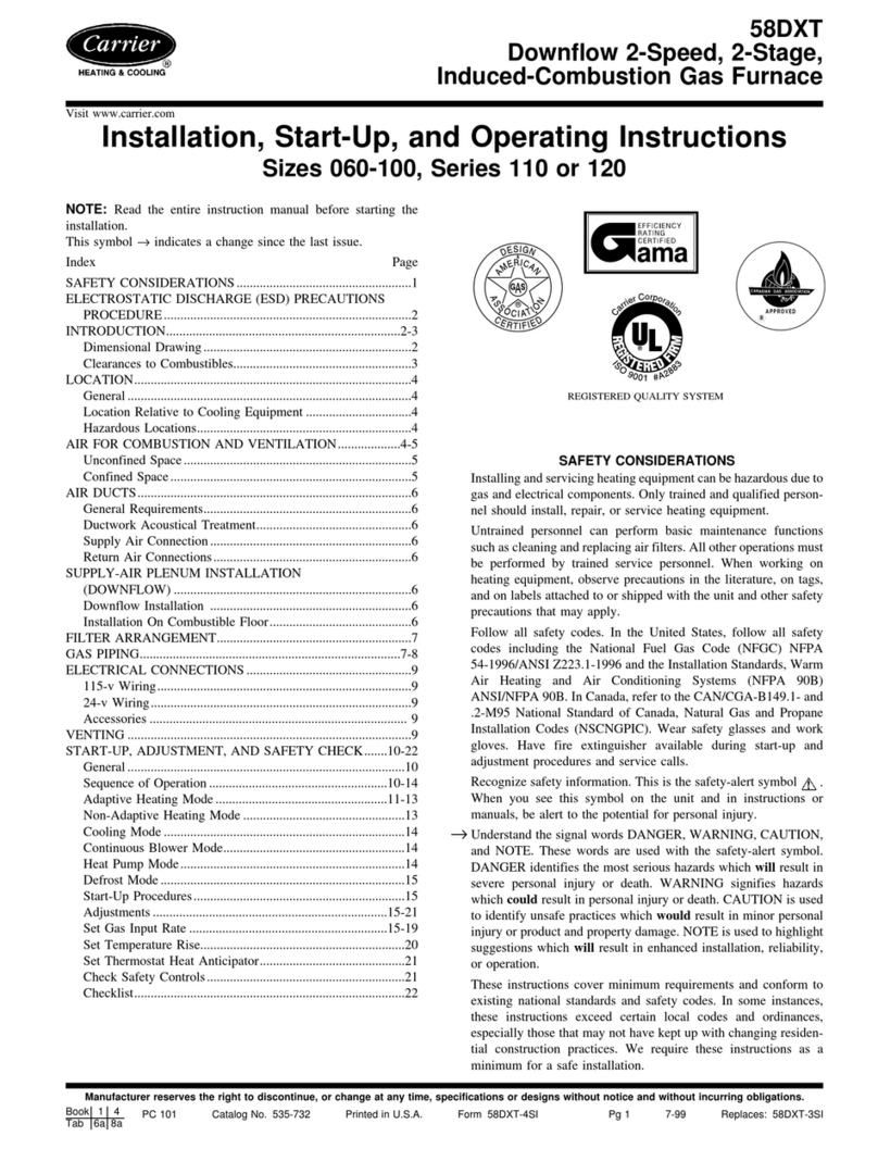 Carrier 58DXT operating instructions