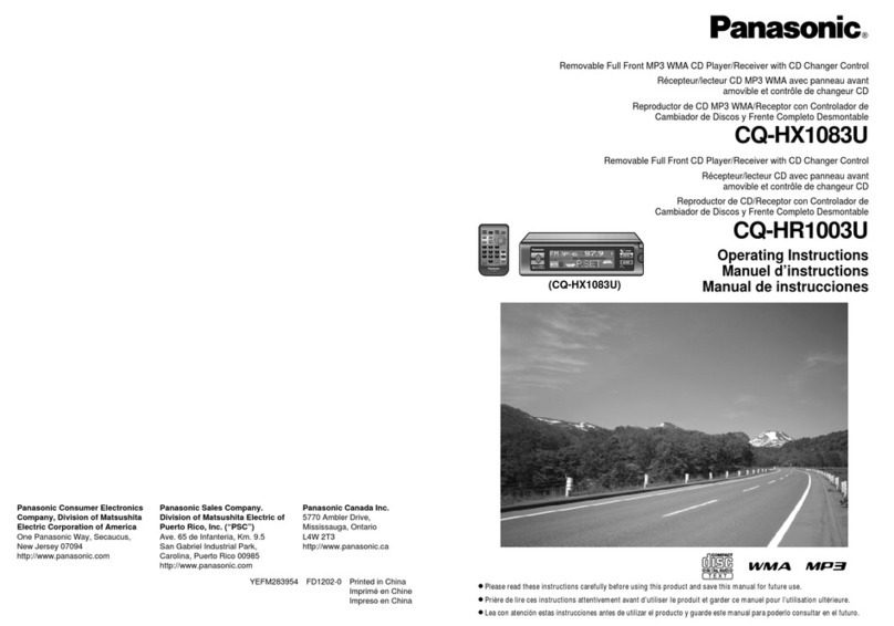 Panasonic CQHX1083U - AUTO RADIO/CD DECK operating instructions