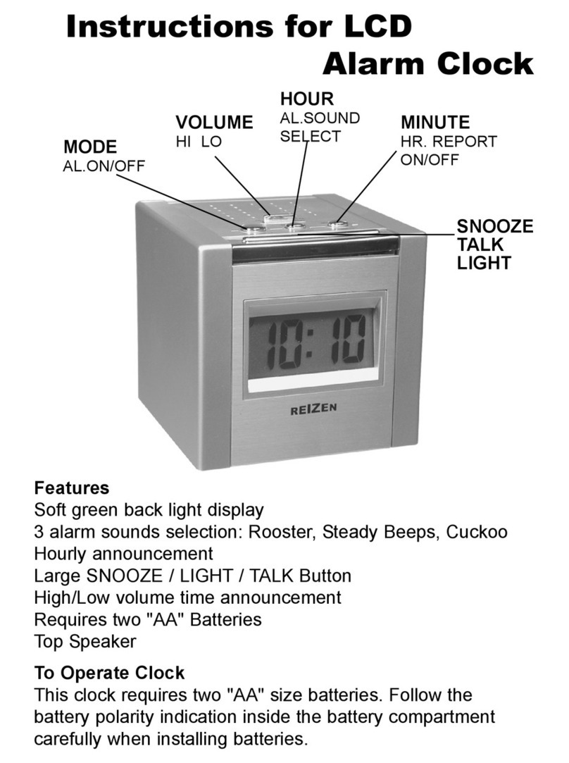 REIZEN LCD Alarm Clock User manual