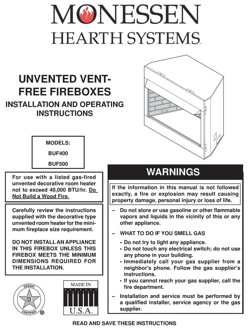 Monessen Hearth Unvented Vent-Free Fireboxes BUF400 User manual Monessen Hearth Unvented Vent-Free Fireboxes BUF400 User manual