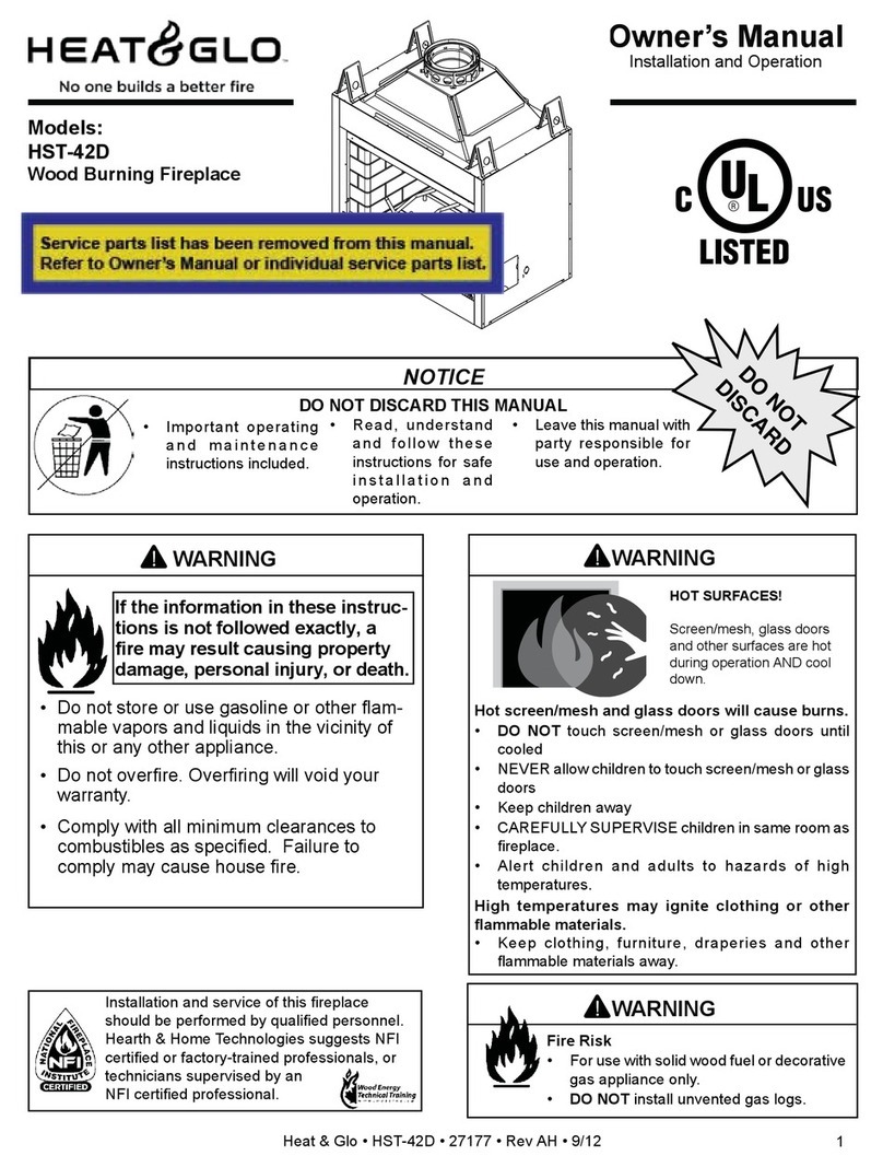 Heat & Glo Wood Burning Fireplace HST-42D owner's manual