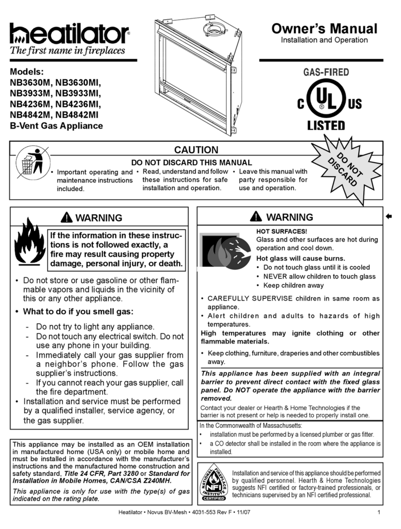 Heatilator NB3630M owner's manual