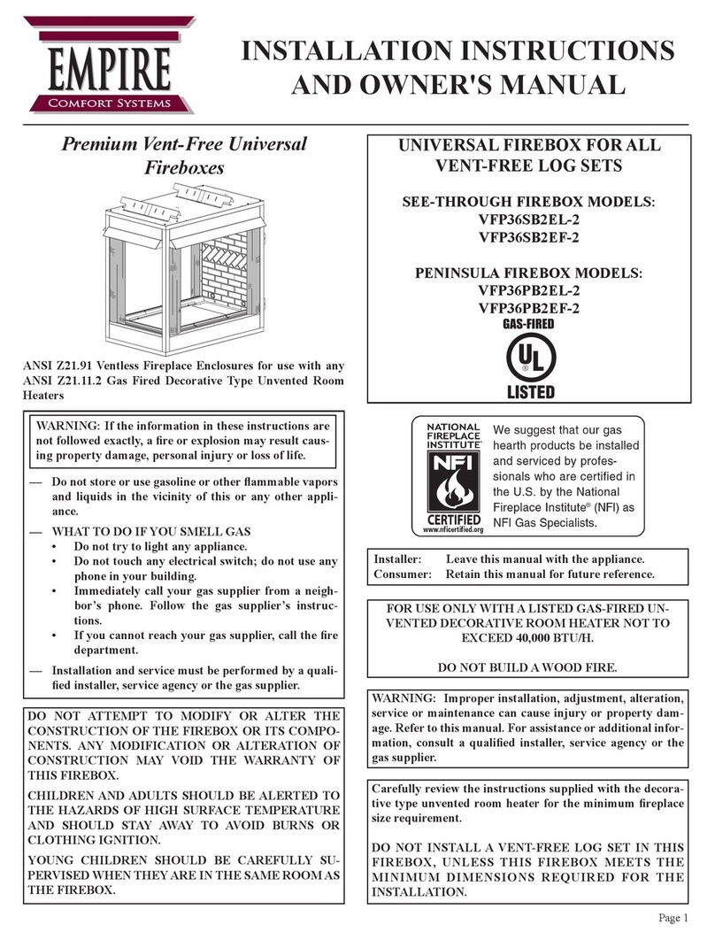 Empire VFP36SB2EL-2 Installation instructions and owner's manua