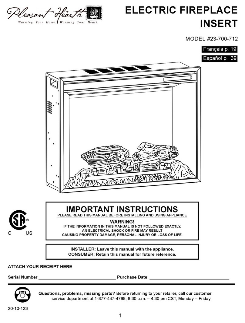 pleasant hearth 23-700-712 Important instructions