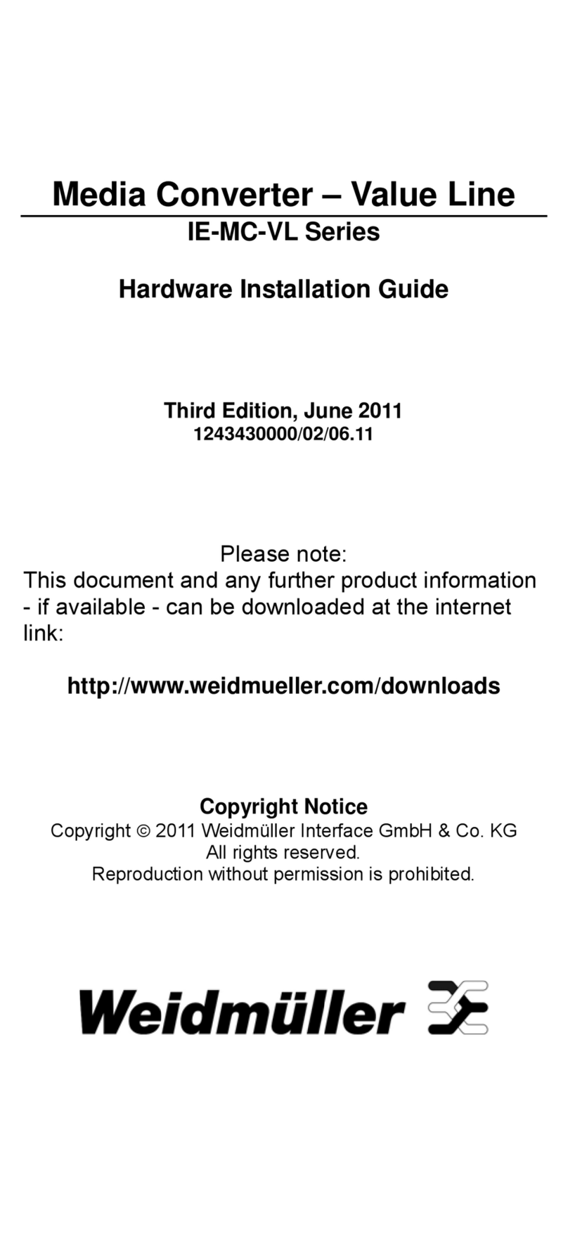 Weidmuller IE-MC-VL Series Hardware installation guide Weidmuller IE-MC-VL Series Hardware installation guide