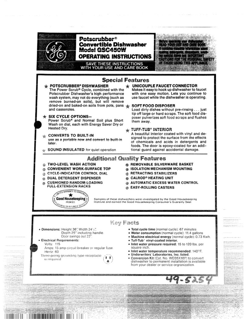 GE Potscrubber GSC450W User manual GE Potscrubber GSC450W User manual