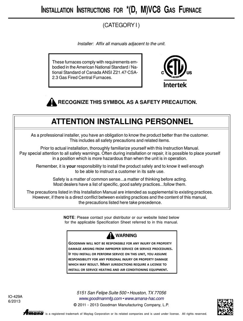 Goodman MVC8 User manual