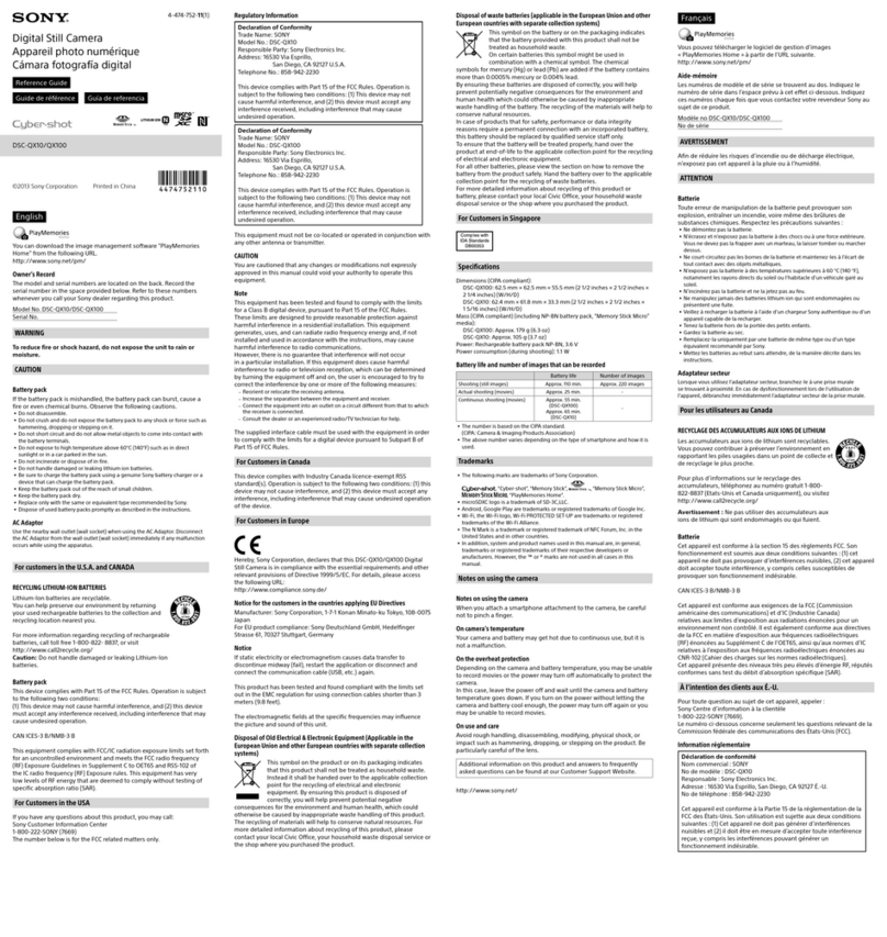 Sony Cyber-shot DSC-QX10 User manual