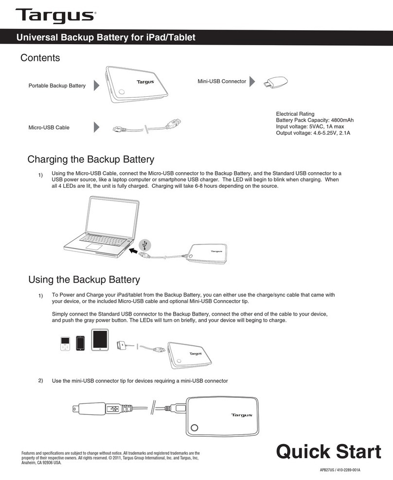 Targus Universal Backup Battery for iPad/Tablet quick start