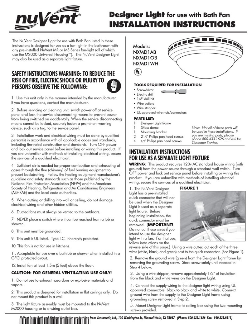 nuVent NXMD1AB installation instructions