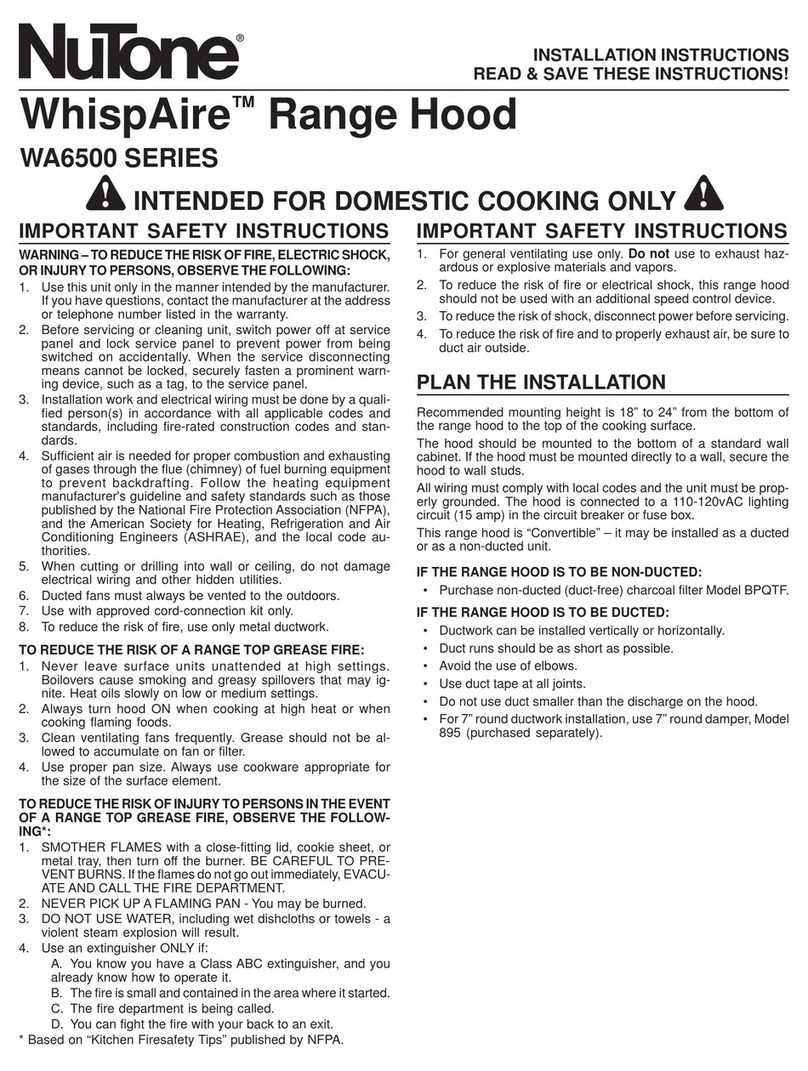 NuTone WhispAire WA6500 Series installation instructions