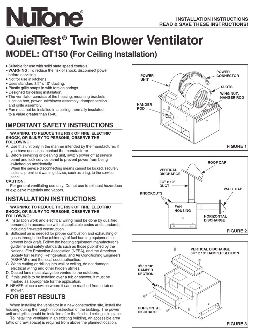 NuTone QT150 User manual NuTone QT150 User manual