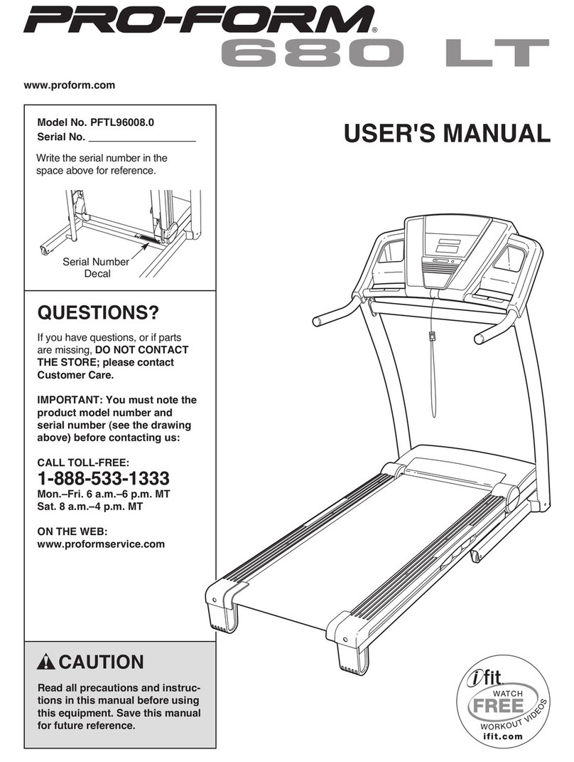 Pro-Form 680 Lt Treadmill User manual