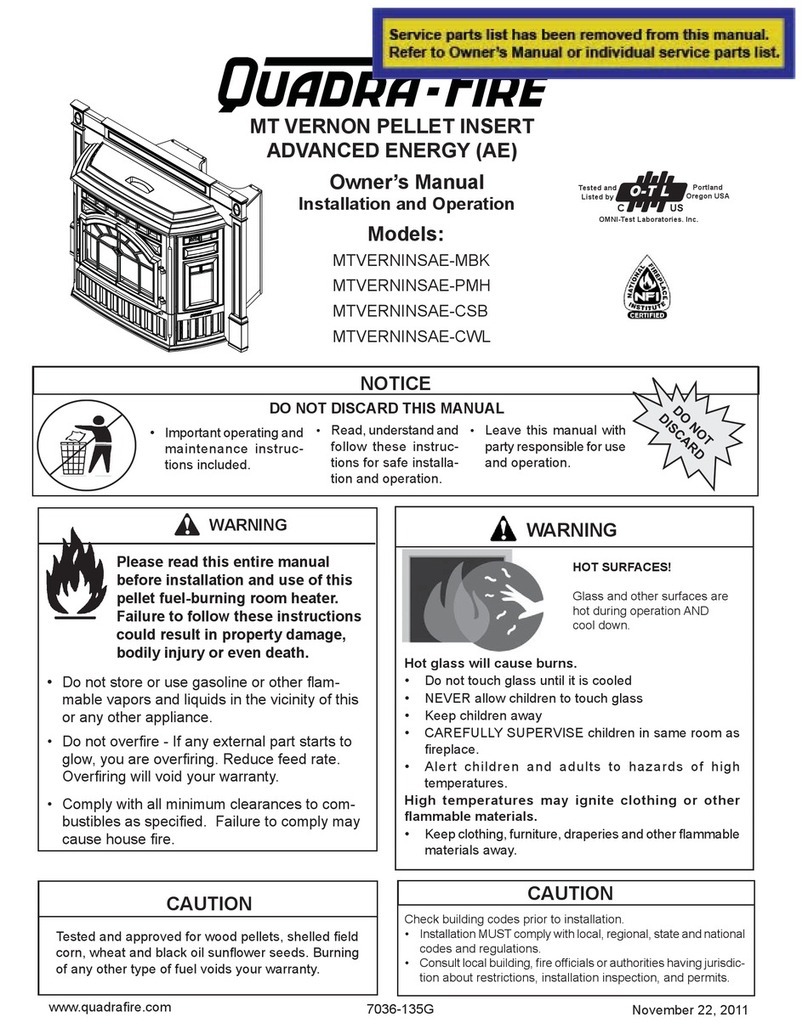 Quadra-Fire MTVERNINSAE-PMH owner's manual