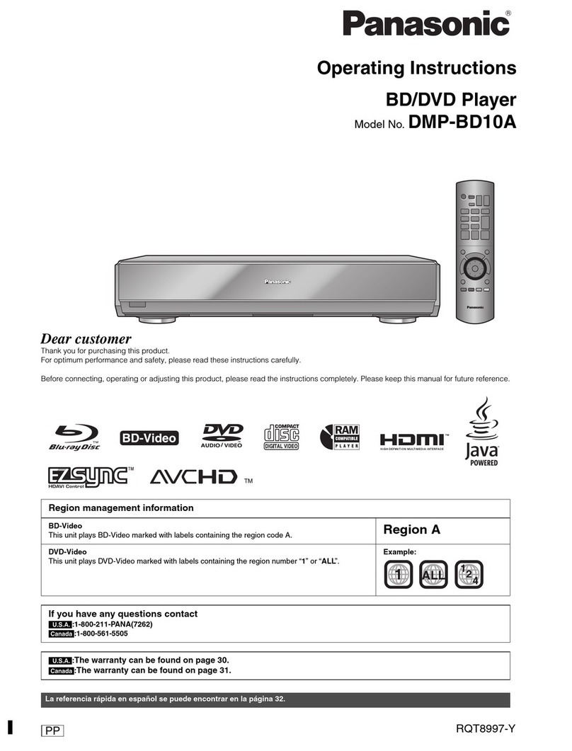 Panasonic DMPBD10A - BD/DVD PLAYER User manual
