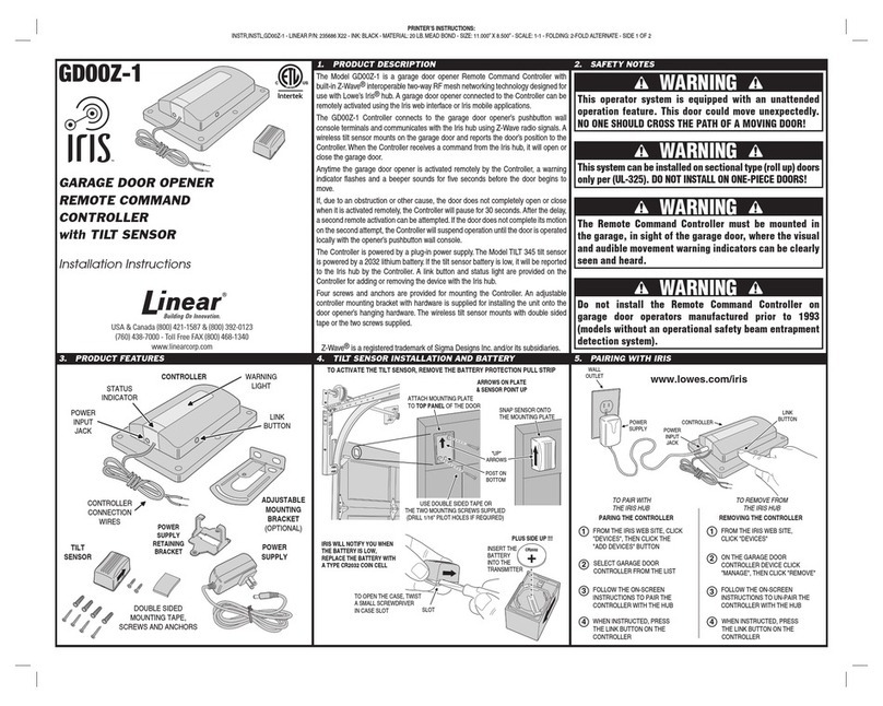 Linear GD00Z-1 User manual