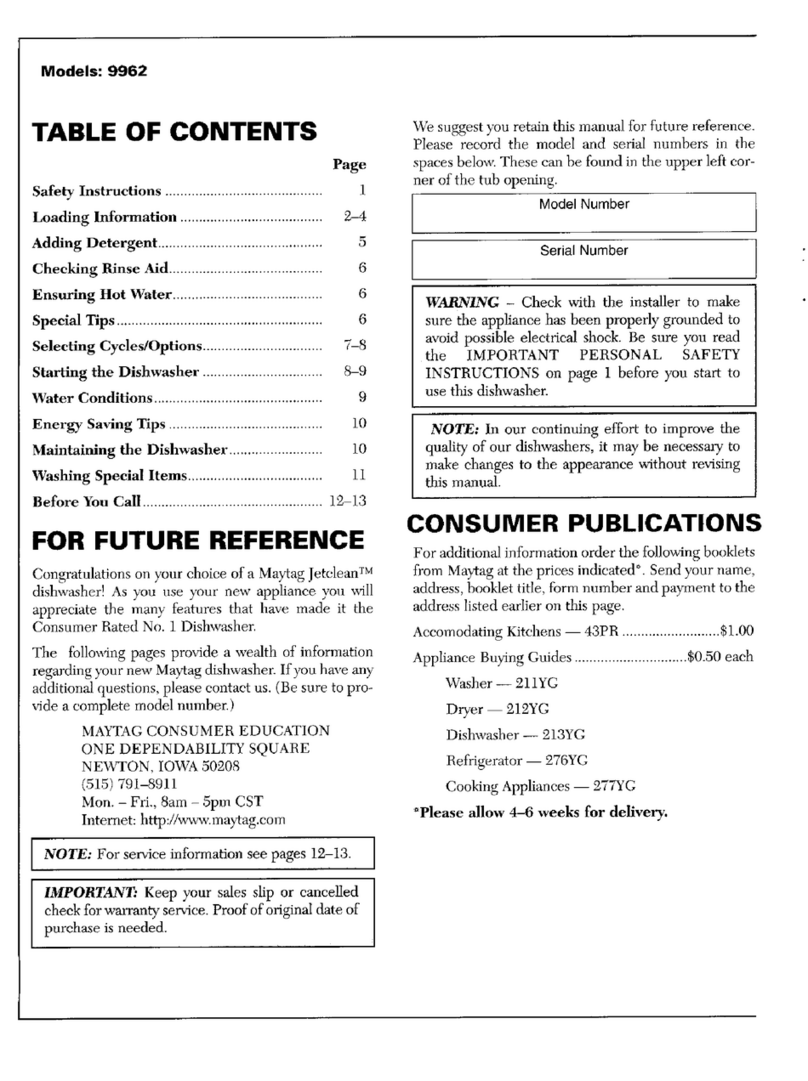 Maytag Jetclean 9962 User manual