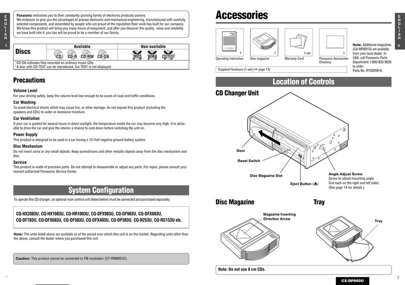 Panasonic CX-DP880U - CD Changer User manual Panasonic CX-DP880U - CD Changer User manual