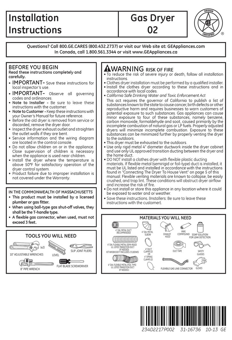 GE Gas Dryer User manual