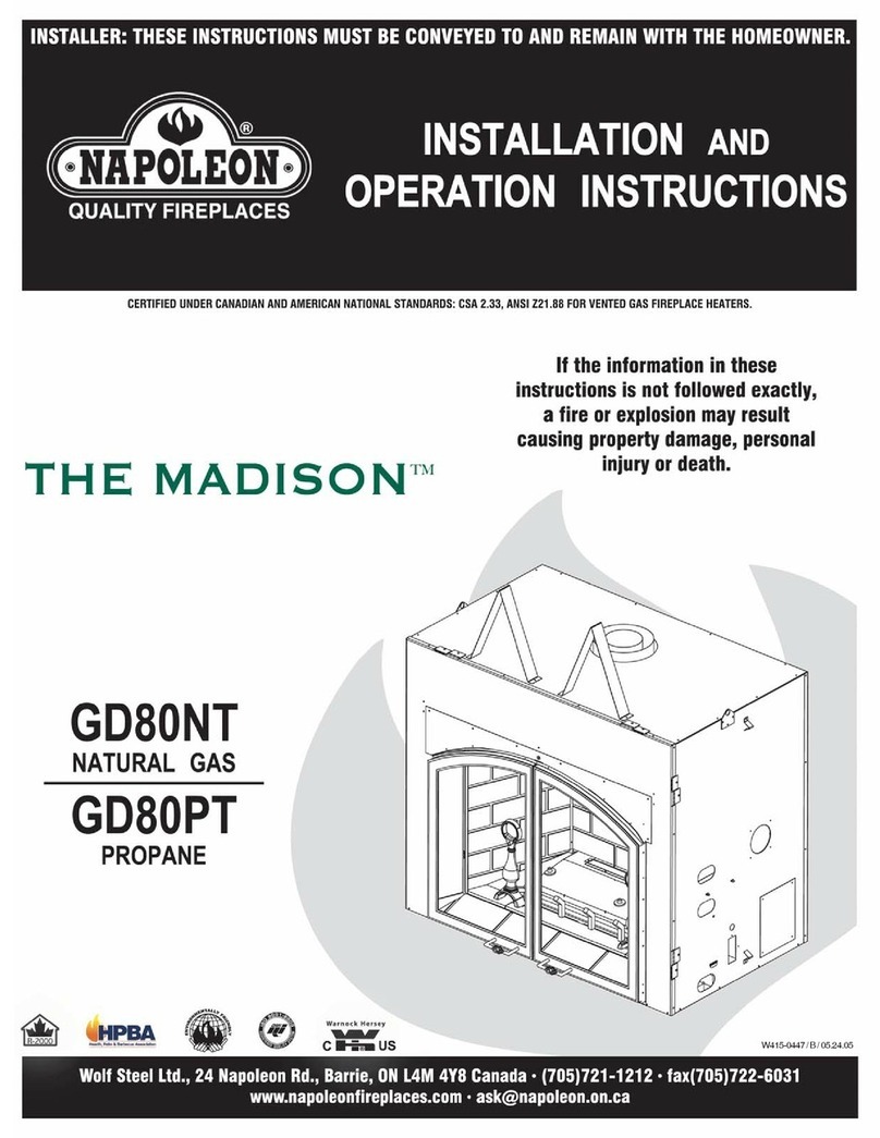 Napoleon Madison GD80PT Installation and operaing instructions